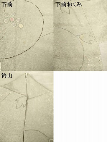 平和屋着物●上質な小紋 絞り 刺繍 葡萄唐草文 正絹 逸品 AABF1352ck
