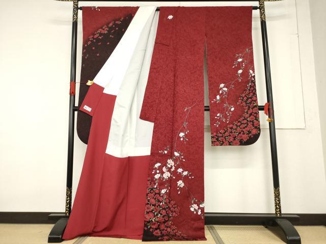 平和屋着物●豪華振袖 枝垂れ花文 暈し染め 金彩 やまと誂製 ロング丈 正絹 逸品 AABF1356ck