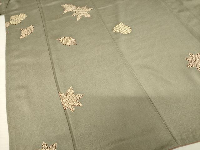 平和屋着物●上質な小紋 舞葉文 鬼しぼ縮緬 正絹 逸品 AABF1363ck