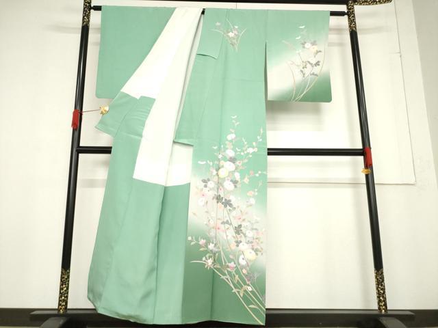 平和屋着物●訪問着 友禅 作家物 草花文 暈し染め 正絹 逸品 AABF1372ck