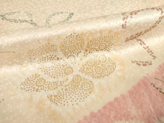 平和屋着物●創業460年・千總 訪問着 絞り 草花文 金彩 正絹 逸品 AABF1380ck
