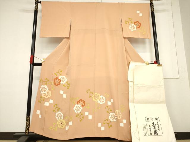 平和屋着物●銀座 志ま亀 訪問着 花唐草文 たとう紙付き 正絹 逸品 AABF1388ck
