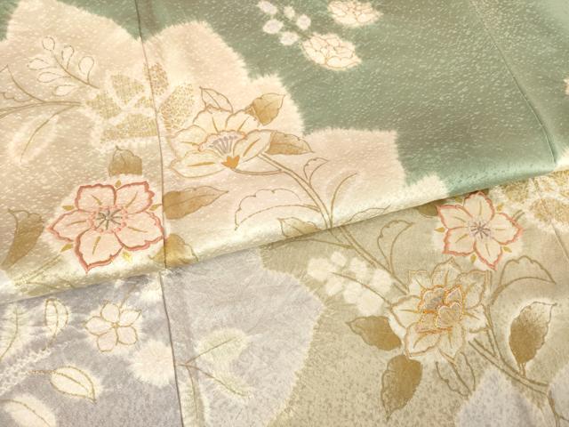 平和屋着物●創業460年・千總 訪問着 駒刺繍 絞り 更紗花文 金彩 正絹 逸品 AABF1398ck