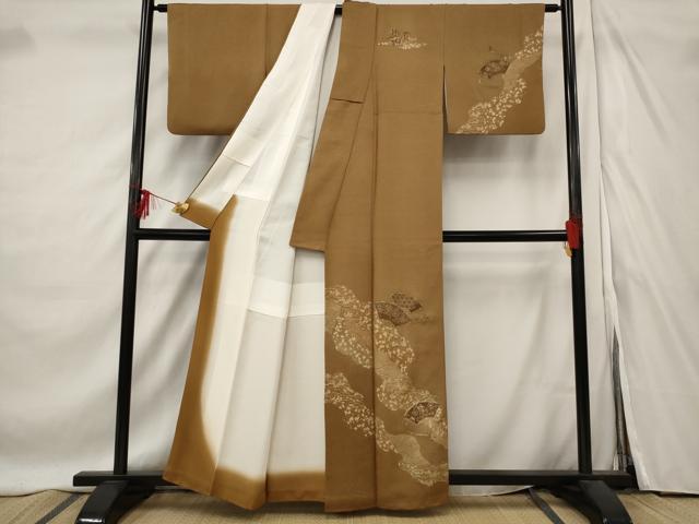 平和屋着物■訪問着 駒刺繍 道長地紙花文 金彩 正絹 逸品 AABF1466st