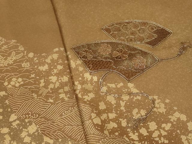 平和屋着物■訪問着 駒刺繍 道長地紙花文 金彩 正絹 逸品 AABF1466st