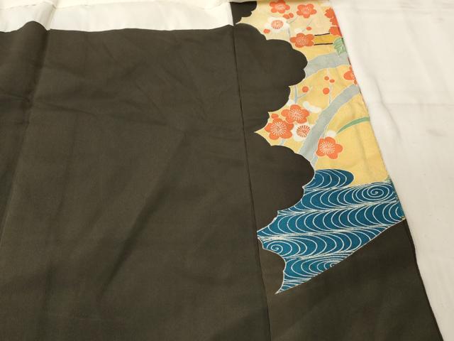 平和屋着物■豪華黒留袖 駒刺繍 鳳凰枝梅文 金糸 金彩 正絹 逸品 AABF1467st
