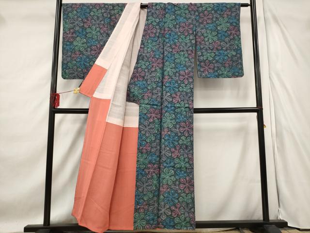平和屋着物■上質な紬 花づくし 正絹 逸品 AABF1498st