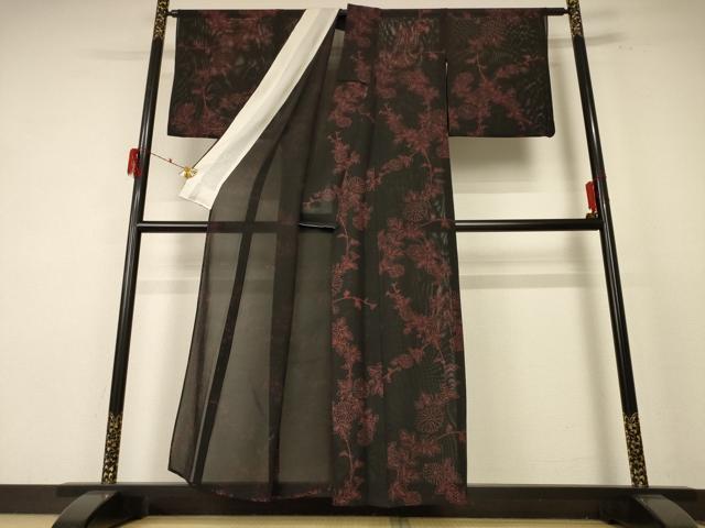 平和屋着物*夏物 小紋 絽 草花文 正絹 逸品 AABF1562jd