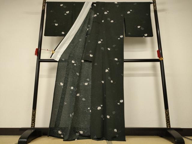 平和屋着物*夏物 小紋 絽 舞花文 洗える着物 AABF1566jd