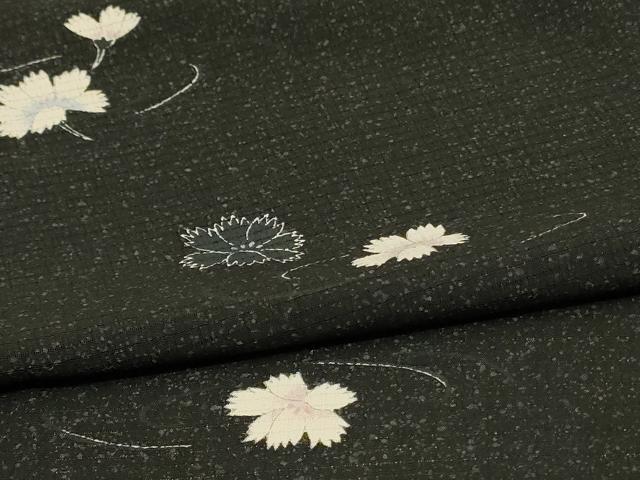 平和屋着物*夏物 小紋 絽 舞花文 洗える着物 AABF1566jd