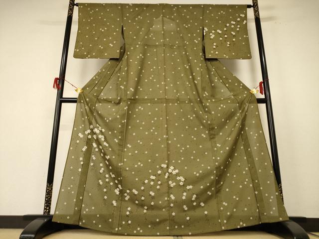 平和屋着物*夏物 訪問着 絽 舞桜文 洗える着物 AABF1572jd