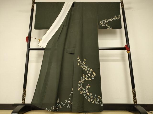平和屋着物*夏物 訪問着 絽 枝葉文 金彩 正絹 逸品 AABF1575jd