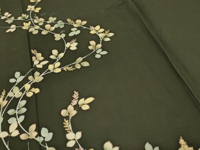 平和屋着物*夏物 訪問着 絽 枝葉文 金彩 正絹 逸品 AABF1575jd