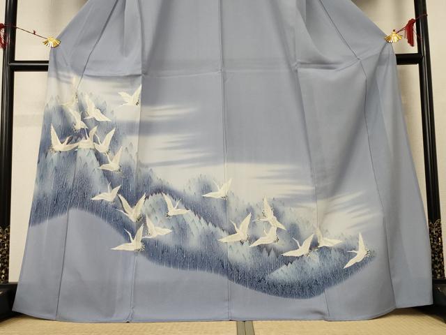平和屋着物*夏物 色留袖 絽 風景舞鶴文 洗える着物 AABF1579jd