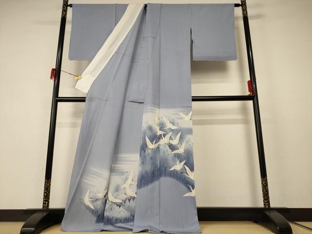 平和屋着物*夏物 色留袖 絽 風景舞鶴文 洗える着物 AABF1579jd