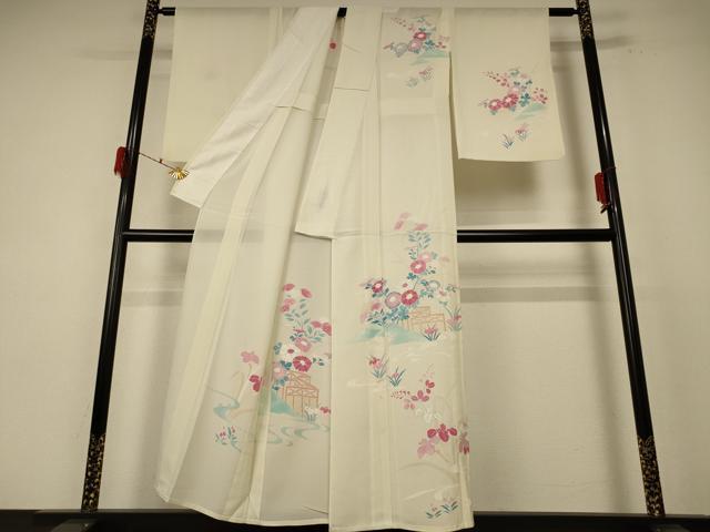 平和屋着物*夏物 訪問着 絽 流水草花文 正絹 逸品 AABF1590jd