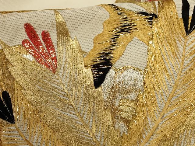 平和屋着物*夏物 振袖 絽 刺繍 松葉文 金銀糸 洗える着物 AABF1593jd