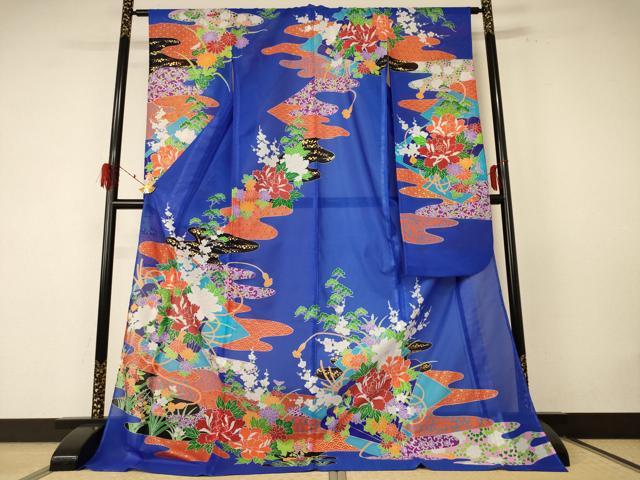 平和屋着物*夏物 振袖 絽 吉祥花文 金彩 洗える着物 AABF1603jd