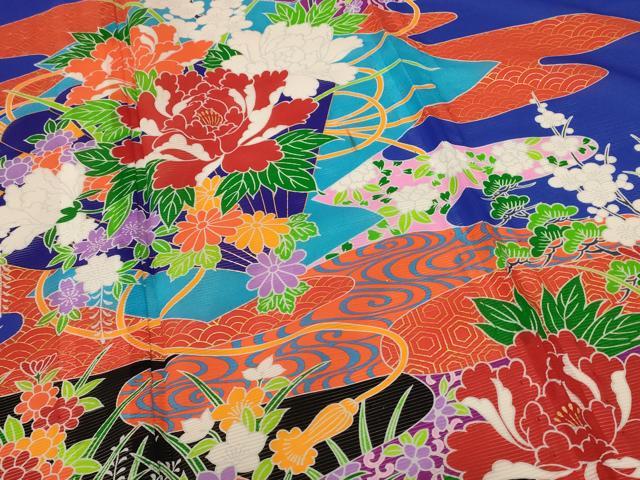 平和屋着物*夏物 振袖 絽 吉祥花文 金彩 洗える着物 AABF1603jd