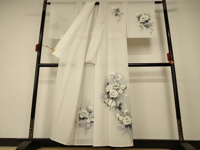 平和屋着物*夏物 訪問着 絽 手描き 草花文 暈し染め 正絹 逸品 AABF1608jd