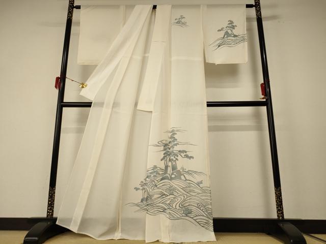 平和屋着物*夏物 訪問着 絽 立波風景文 正絹 逸品 AABF1609jd