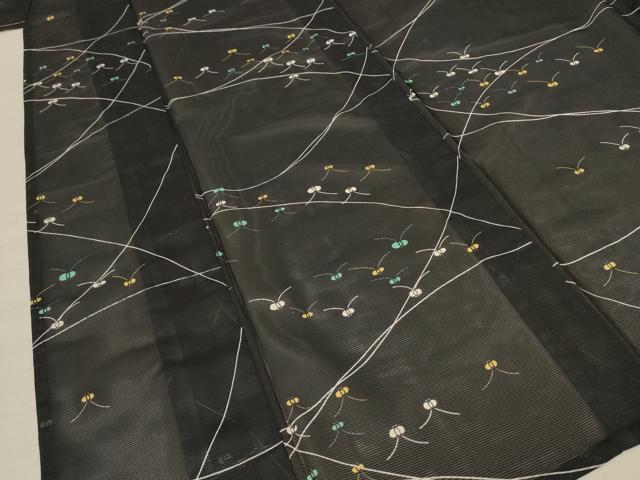 平和屋着物*夏物 小紋 絽 舞花文 洗える着物 AABF1655jd