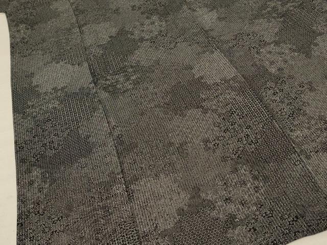 平和屋着物*夏物 江戸小紋 縦絽 寄せ小紋柄 正絹 逸品 AABF1656jd