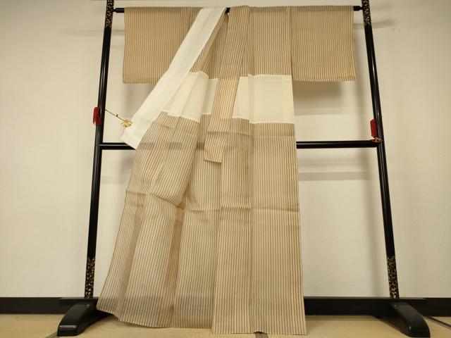平和屋着物*夏物 本場琉球絣 夏琉球 縞 正絹 逸品 AABF1658jd