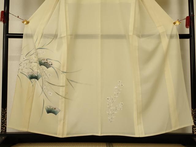 平和屋着物*夏物 訪問着 絽 手描き 地紙草花文 正絹 逸品 AABF1662jd