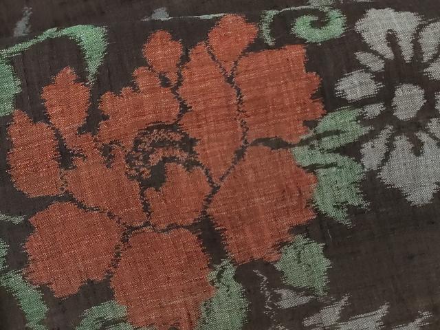 平和屋着物*夏物 小千谷ちぢみ 草花文 麻 逸品 AABF1666jd