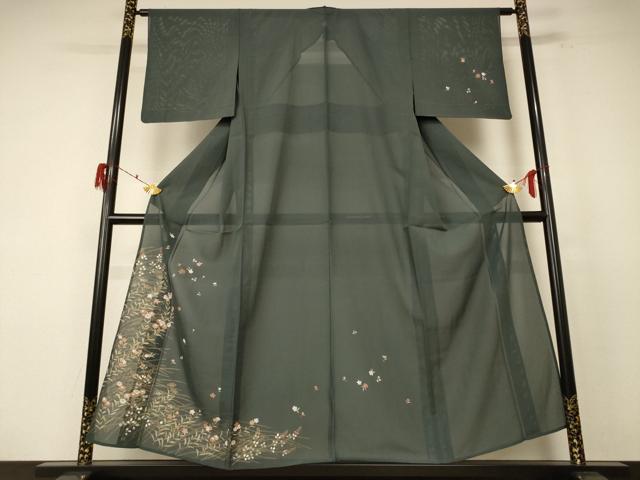 平和屋着物*夏物 訪問着 絽 草花文 金彩 正絹 逸品 AABF1675jd