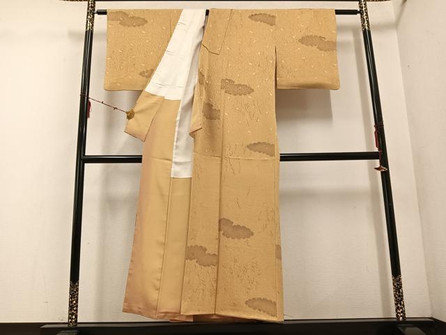平和屋着物■上質な小紋 雲重ね地紙花文 銀彩 正絹 逸品 AABF1729ph