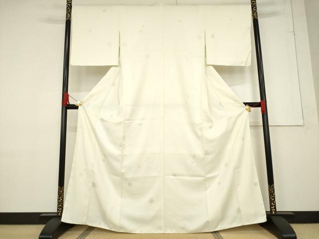 平和屋着物●小紋 舞花文 銀彩 やまと誂製 洗える着物 未使用 AABF1761ck