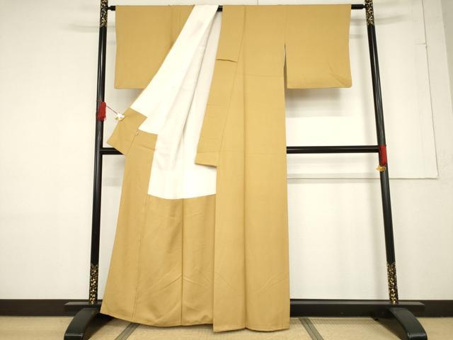 平和屋着物●上質な色無地 黄橡色 伊勢丹扱い 正絹 逸品 AABF1767ck