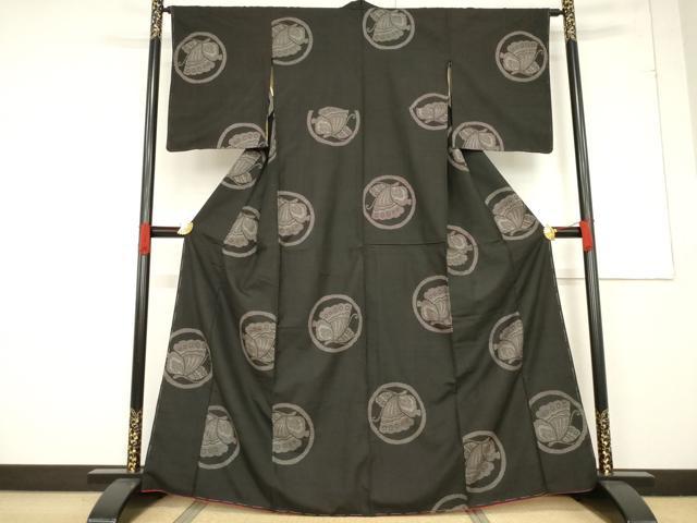平和屋着物●本場大島紬　舞蝶丸文　一元7マルキ　地空き　正絹　逸品　未使用　AABF1769ck 平和屋着物○本場大島紬 舞蝶丸文 一元7マルキ 地空き 正絹 逸品 未