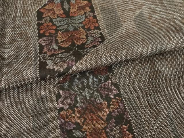 平和屋着物●本場大島紬 カタス9マルキ 草花文 正絹 逸品 AABF1771ck