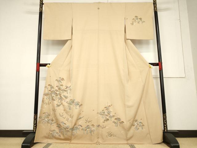 平和屋着物●訪問着 風景松文 千鳥 金彩 正絹 逸品 AABF1781ck