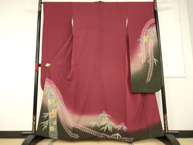 平和屋着物●豪華振袖 辻が花 笹竹文 暈し染め 金彩 正絹 逸品 AABF1792ck
