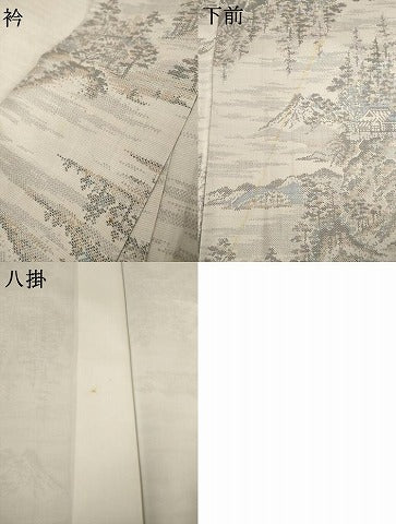 平和屋着物●本場大島紬 白大島 カタス9マルキ 風景文 正絹 逸品 AABF1793ck