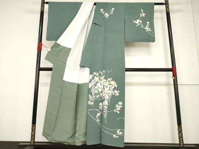 平和屋着物●訪問着 友禅 作家物 草花文 正絹 逸品 AABF1796ck