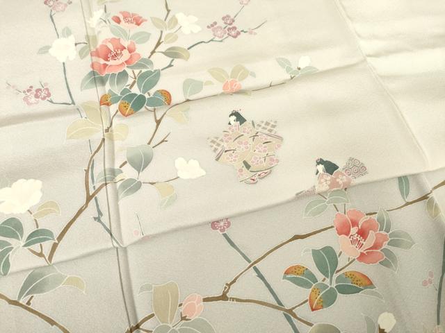 平和屋着物●訪問着 友禅 女人花文 正絹 逸品 AABF1807ck