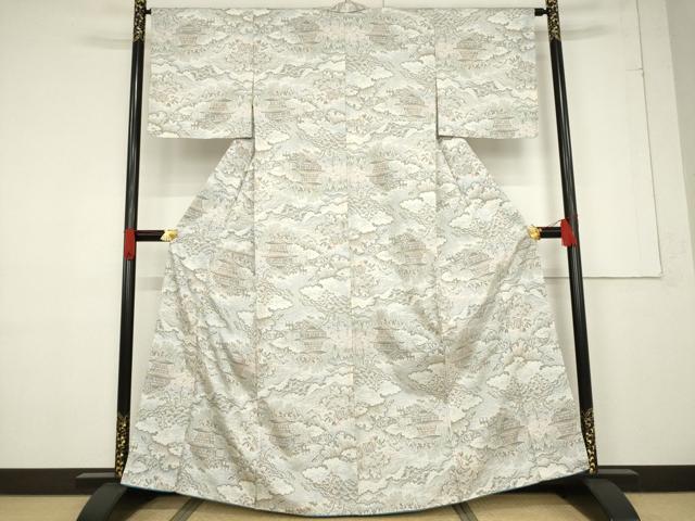平和屋着物●本場大島紬 一元7マルキ 風景文 正絹 逸品 AABF1809ck