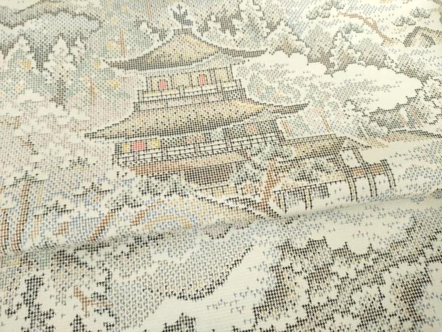平和屋着物●本場大島紬 一元7マルキ 風景文 正絹 逸品 AABF1809ck