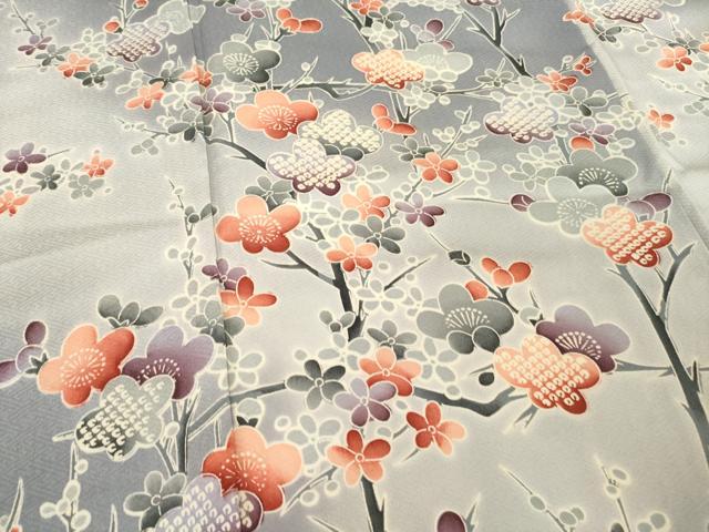 平和屋着物●訪問着 枝梅文 暈し染め 正絹 逸品 AABF1824ck