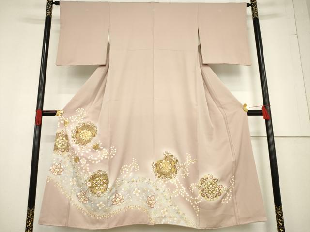 平和屋着物●豪華色留袖 駒刺繍 飾花文 暈し染め 金彩 正絹 逸品 AABF1837ck
