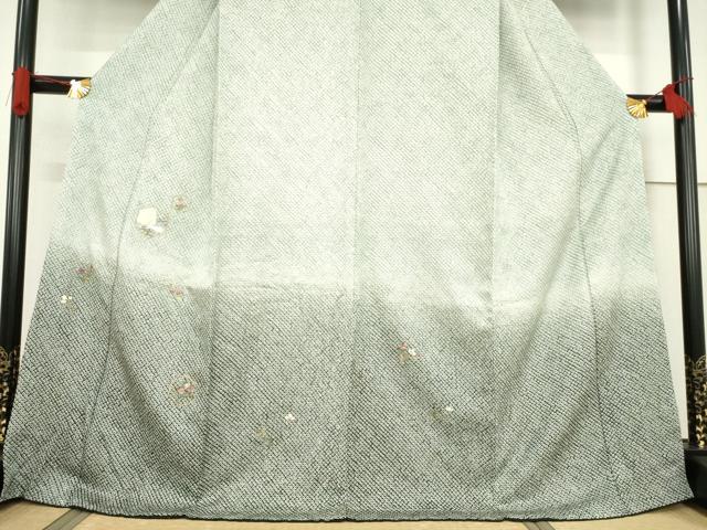 平和屋着物●訪問着 総絞り 刺繍 亀甲兎花文 暈し染め 金糸 正絹 逸品 未使用 AABF1839ck