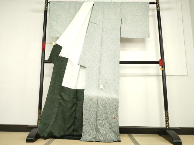 平和屋着物●訪問着 総絞り 刺繍 亀甲兎花文 暈し染め 金糸 正絹 逸品 未使用 AABF1839ck