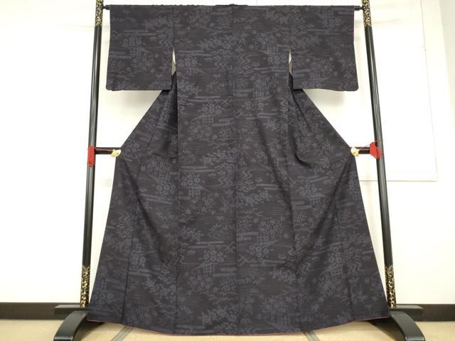 平和屋着物●結城紬 80亀甲 流水花文 そごう扱い 正絹 逸品 AABF1840ck