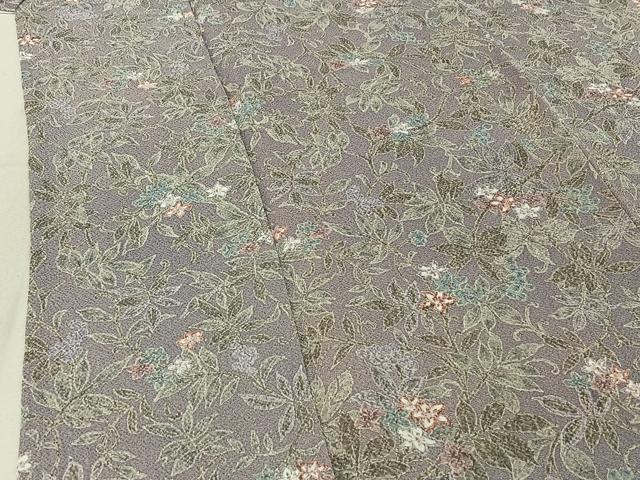 平和屋着物▽上質な小紋 単衣 草花文 鬼しぼ縮緬 正絹 逸品 AABF1841jh