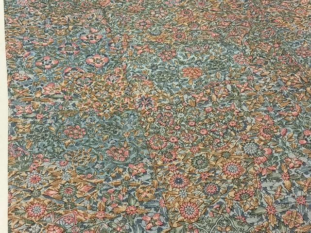 平和屋着物▽上質な小紋 単衣 更紗花文 正絹 逸品 AABF1844jh